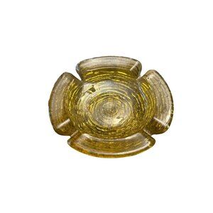 Vintage Amber Glass Ashtray Round Ribbed Design 4." Diameter Mid-Century Modern